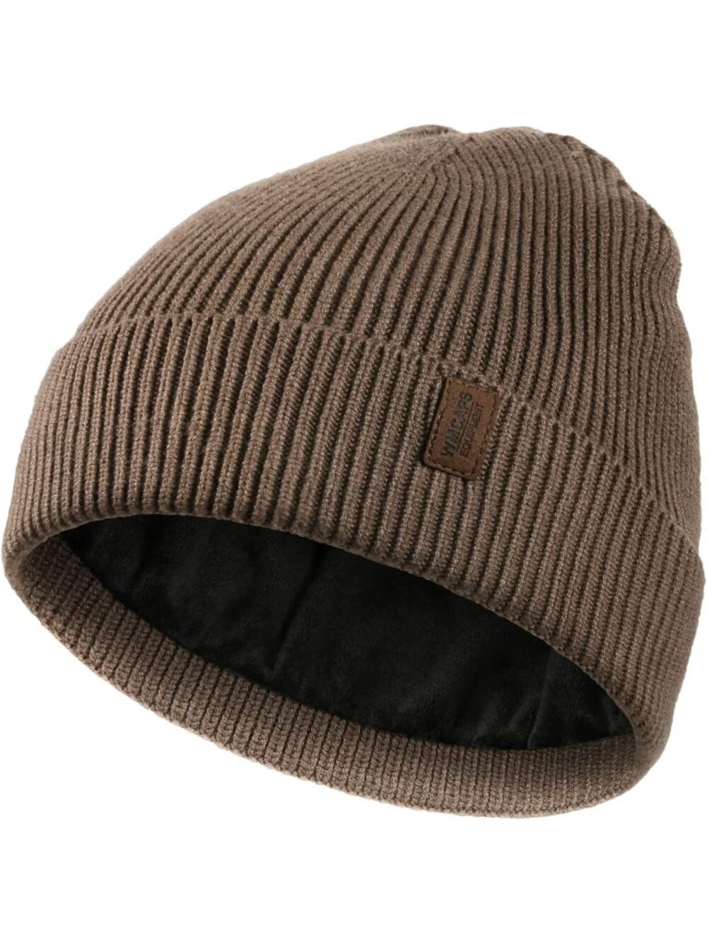 Unisex Brown Winter Beanie For Soft Fleece Lined Knit Ski Hat Warm Cap